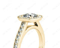 Cushion Cut Halo Diamond Ring with Milgrain Prong Set Centre Stone - 18K Yellow - DG & Co. Jewellery