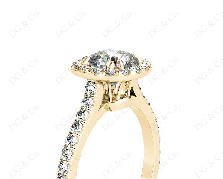 Cushion Cut Halo Diamond Engagement Ring with Claw Set Centre Stone - 18K Yellow - DG & Co. Jewellery
