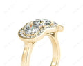 Round Cut Halo Trilogy Diamond Engagement Ring with Pave Set Side Stone In 18K Yellow - DG & Co. Jewellery