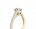 Vintage Style Round Cut Four Claw Set Diamond Ring with Micro Pave Set Stones Down the Shoulders - 18K Yellow - DG & Co. Jewellery