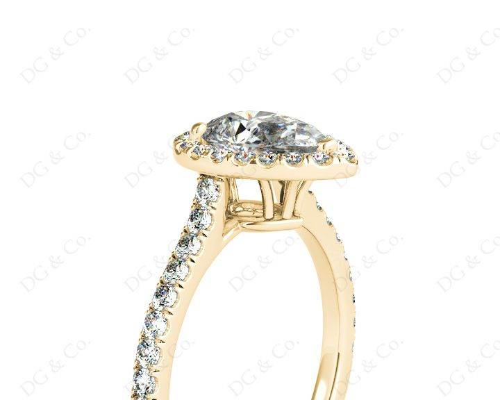 Pear Cut Halo Diamond Engagement Ring with Claw Set Centre Stone - 18K Yellow - DG & Co. Jewellery
