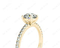 Round Cut Four Claws Diamond Ring with channel Set Side Stones - 18K Yellow - DG & Co. Jewellery