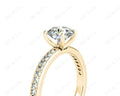 Round Cut Four Claws Diamond Engagement Ring with Pave Set Side Stones - 18K Yellow - DG & Co. Jewellery