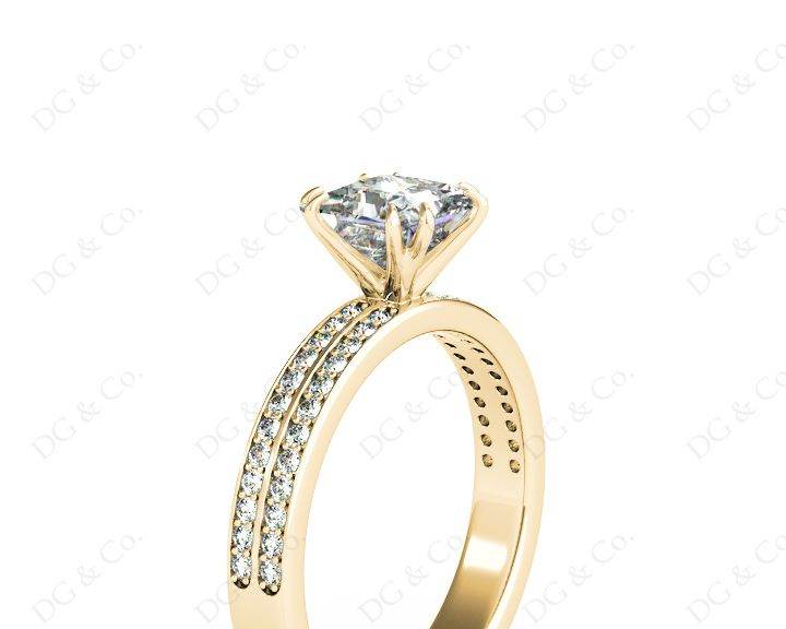 Princess Cut Diamond Engagement Ring with Split Claw Prong set centre stone - 18K Yellow - DG & Co. Jewellery