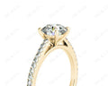 Engagement Ring Round Cut Claw Set Diamond Ring with pave set side stone in 18K Yellow - DG & Co. Jewellery