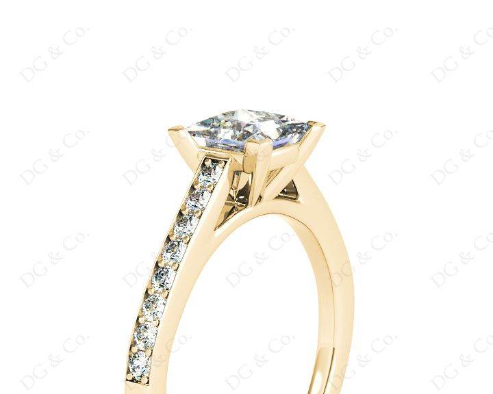 Princess Cut Diamond Engagement Ring with Claw set centre stone - 18K Yellow - DG & Co. Jewellery