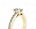 Round Cut Diamond Engagement Ring with Pave Setting Side Stones in 18K Yellow Gold Engagement Ring - DG & Co. Jewellery