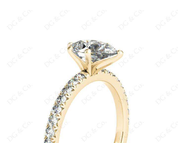 Marquise Cut Claw Set Diamond ring with pave set side stone - 18K Yellow - DG & Co. Jewellery
