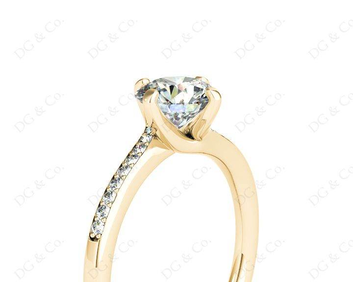 Round Cut Four Claws Prong set Twist Diamond Ring - 18K Yellow - DG & Co. Jewellery