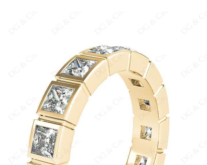 Princess Cut Bezel Set Diamond Eternity Wedding Ring - 18K Yellow - DG & Co. Jewellery