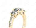 Cushion Cut Trilogy Ring with Channel Set Shoulder Diamonds - 18K Yellow - DG & Co. Jewellery