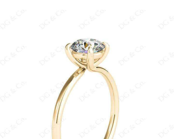 Round Cut Four Claw Set Diamond Ring with Plain Band - 18K Yellow - DG & Co. Jewellery