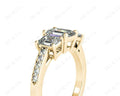 Emerald Cut Trilogy Ring with Channel Set Shoulder Diamonds - 18K Yellow - DG & Co. Jewellery