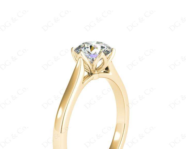 Round Cut Six Claw Set Diamond Ring with Plain Band in 18K Yellow - DG & Co. Jewellery