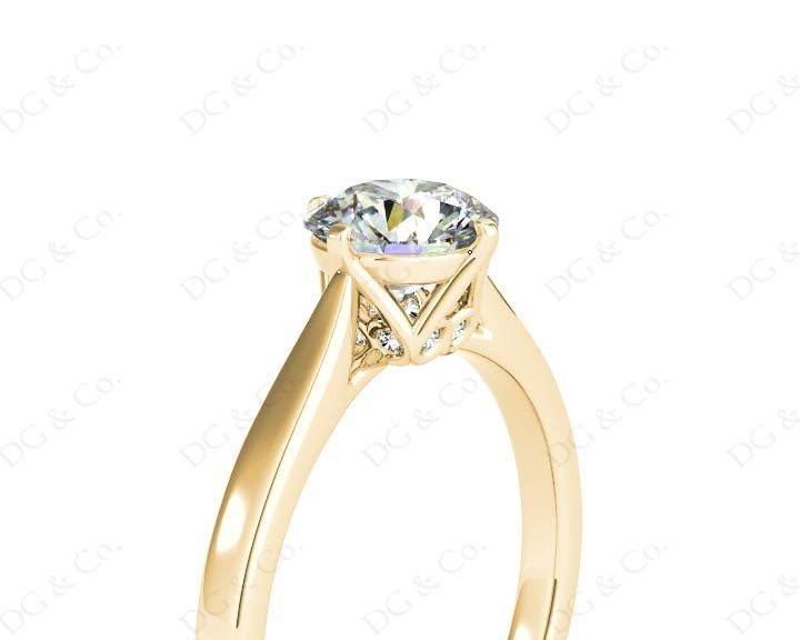 Art Deco Solitaire Round Cut Four Claw Diamond Ring - 18K Yellow - DG & Co. Jewellery