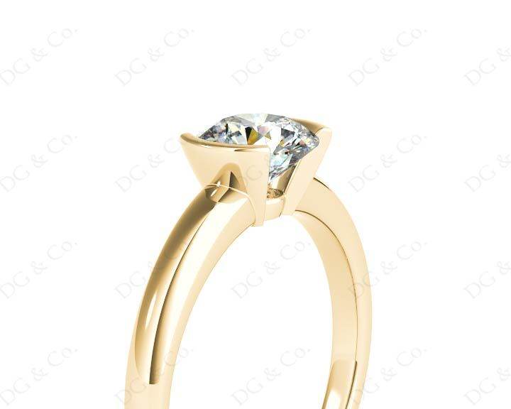Round Cut Bezel Set Diamond Ring on a Plain Band. in 18K Yellow - DG & Co. Jewellery
