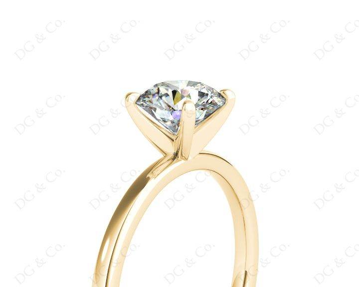 Round Cut Solitaire Four Claws Diamond Ring in 18K Yellow - DG & Co. Jewellery