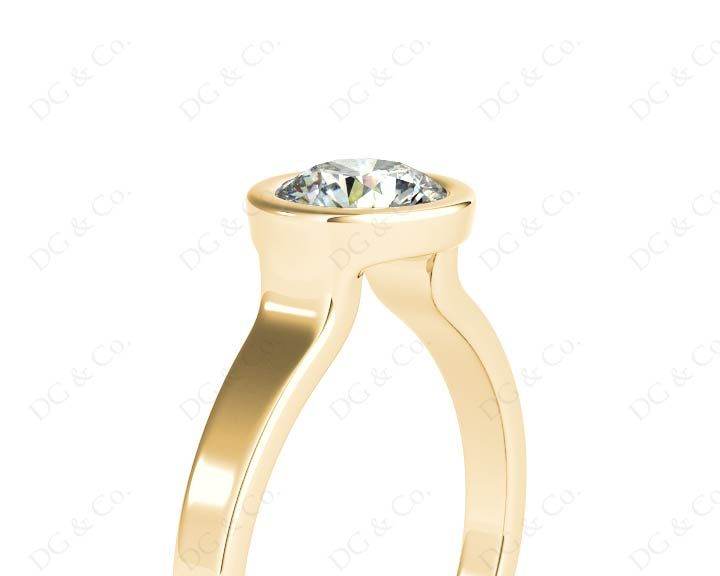 Round Cut Bezel Set Solitaire Engagement Ring With a Plain Band - 18K Yellow - DG & Co. Jewellery