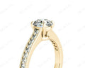 Round Cut Four Claw Set Milgrain Diamond Engagement Ring With Pave Side Stones - 18k Yellow - DG & Co. Jewellery
