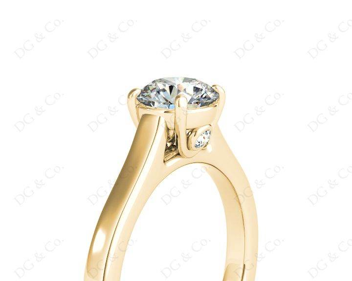 Round Cut Solitaire Diamond Engagement Ring with Four Prong set centre stone - 18K Yellow - DG & Co. Jewellery