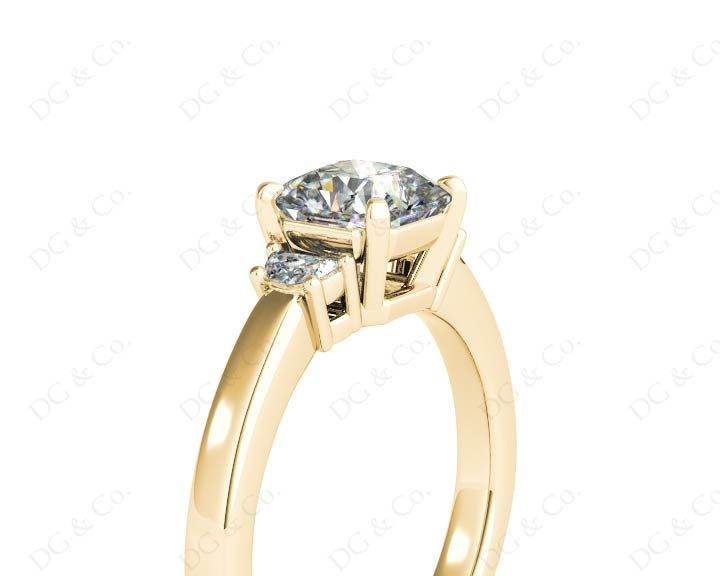 Radiant square cut three stone diamond ring claw set centre stone - 18K Yellow - DG & Co. Jewellery
