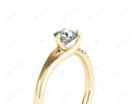 Cushion Cut Diamond Ring with Three Prong Set Centre Stone and Pave Set Side Stones - 18K Yellow - DG & Co. Jewellery
