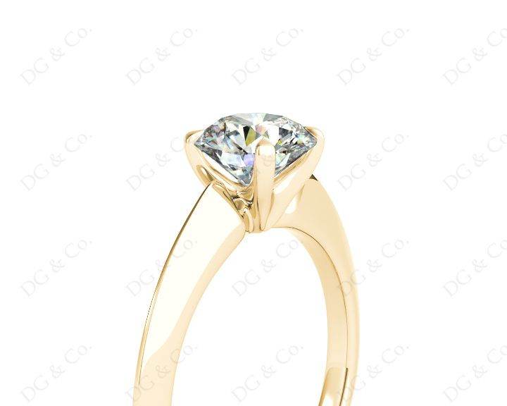 Round Cut Solitaire Diamond Engagement Ring with Four Prong set centre stone and a Knife Edge Band in 18K Yellow - DG & Co. Jewellery