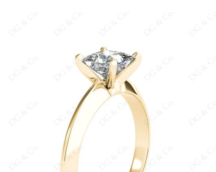 Princess Cut Solitaire Diamond Engagement Ring with Claw set centre stone with Knife-Edge Shoulders - 18K Yellow - DG & Co. Jewellery