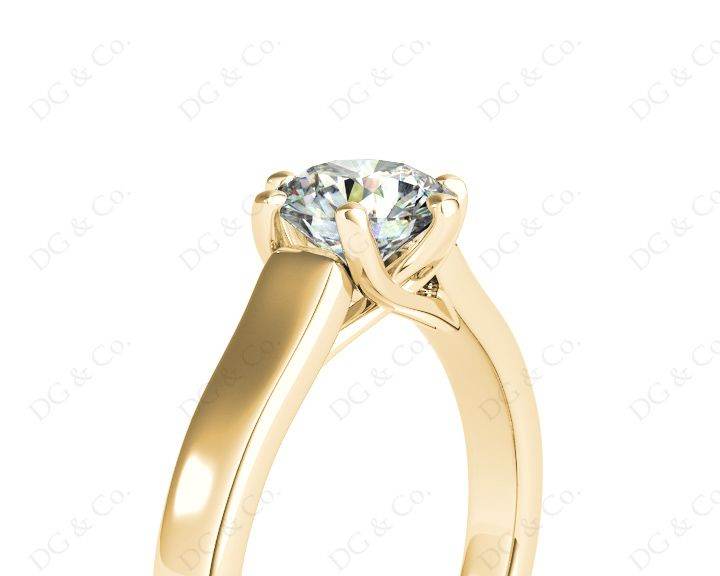 Round Cut Diamond Engagement Ring with Six Prong set centre stone in 18K Yellow - DG & Co. Jewellery