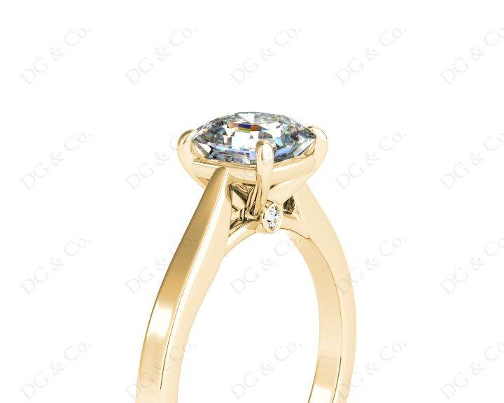 Asscher Cut Solitaire Diamond Engagement Ring with 4 Claw set centre stone in 18K Yellow - DG & Co. Jewellery