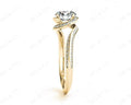 Round Cut Twist band claw set diamond with grain set side stone in 18K Yellow - DG & Co. Jewellery
