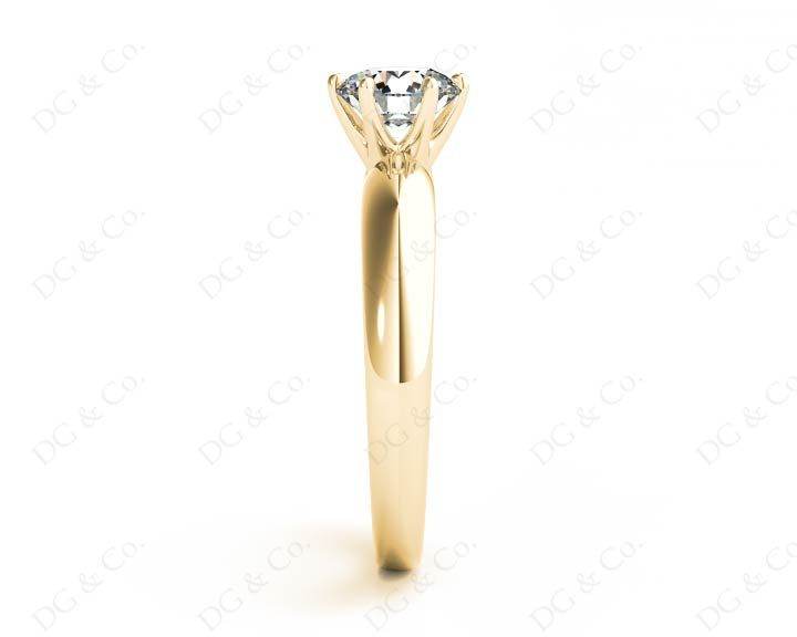 Round cut classic diamond solitaire ring with six claws setting - 18K Yellow - DG & Co. Jewellery