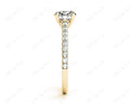 Round Cut Four Claws Diamond Ring with Pave Set Side Stones - 18K Yellow - DG & Co. Jewellery