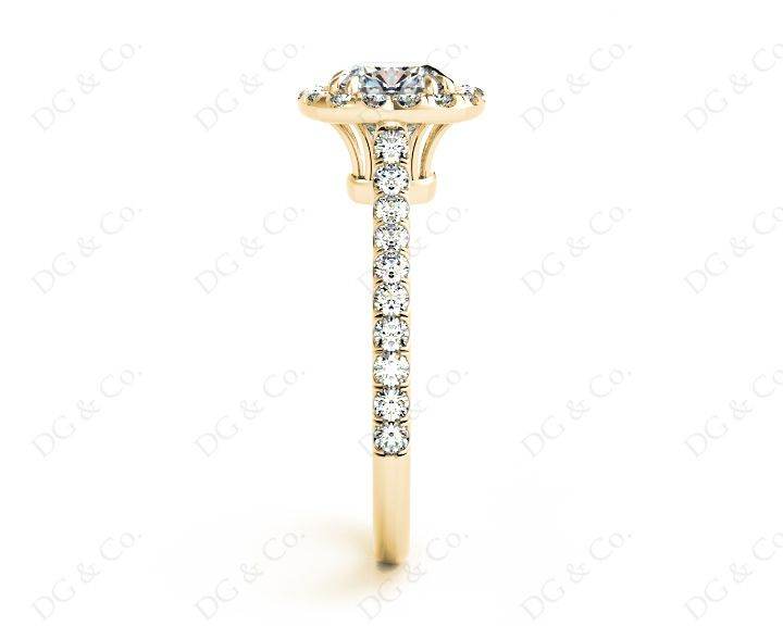 Cushion Cut Halo Diamond Engagement Ring with Claw Set Centre Stone - 18K Yellow - DG & Co. Jewellery