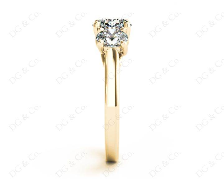 Round Cut Diamond Trilogy Cross Over Ring Setting - 18K Yellow - DG & Co. Jewellery