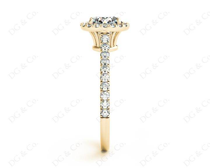 Round Cut Halo Diamond Engagement Ring with Claw Set Centre Stone in 18K Yellow - DG & Co. Jewellery