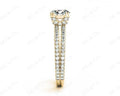 Round Cut Four Double Claw Set Diamond Ring with Pave Set Diamonds Down The Shoulders in 18K Yellow - DG & Co. Jewellery
