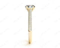 Vintage Style Round Cut Four Claw Set Diamond Ring with Micro Pave Set Stones Down the Shoulders - 18K Yellow - DG & Co. Jewellery