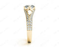 Round Cut Four Claw Set Diamond Ring with Round Cut Diamonds Down the Shoulders - 18K Yellow - DG & Co. Jewellery