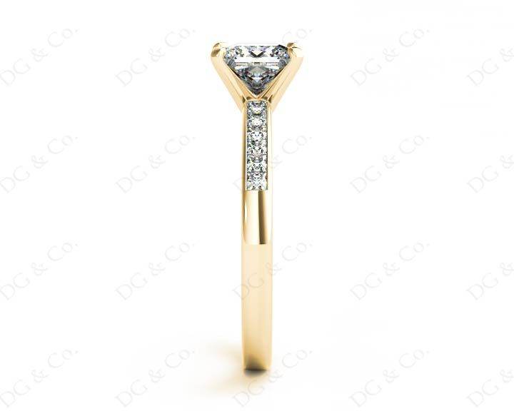 Princess Cut Diamond Engagement ring with four claws centre stone - 18K Yellow - DG & Co. Jewellery