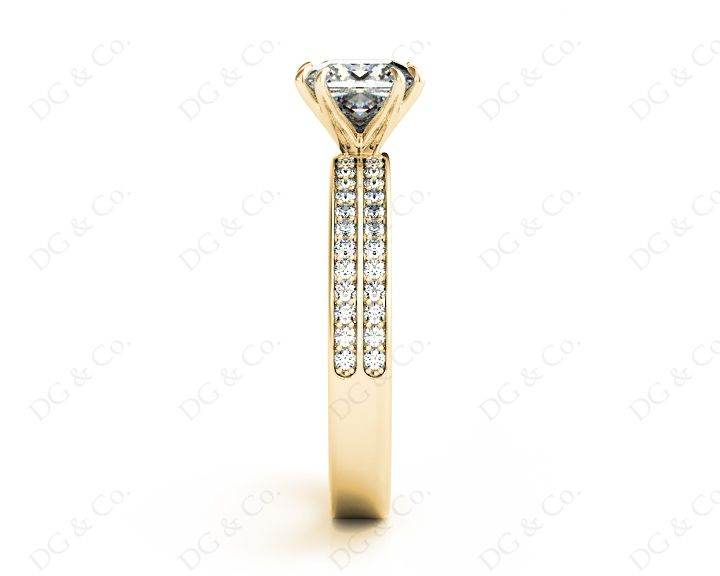 Princess Cut Diamond Engagement Ring with Split Claw Prong set centre stone - 18K Yellow - DG & Co. Jewellery