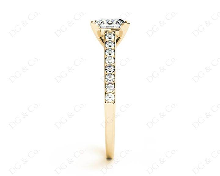 Princess Cut Diamond Engagement Ring with Claw set centre stone - 18K Yellow - DG & Co. Jewellery