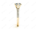 Round Cut Six Prongs Diamond Ring with Pave Set Split Band - 18K Yellow - DG & Co. Jewellery