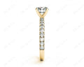 Round cut claw set diamond ring with pave set side stone - 18K Yellow - DG & Co. Jewellery