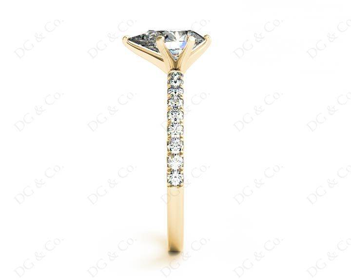 Marquise Cut Claw Set Diamond ring with pave set side stone - 18K Yellow - DG & Co. Jewellery