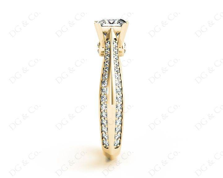 Princess Cut Diamond Engagement Ring with Claw set centre stone in 18K Yellow - DG & Co. Jewellery