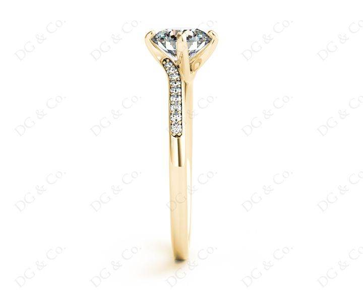 Round Cut Four Claws Prong set Twist Diamond Ring - 18K Yellow - DG & Co. Jewellery
