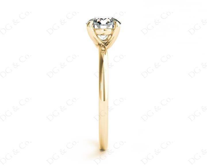 Round Cut Four Claw Set Diamond Ring with Plain Band - 18K Yellow - DG & Co. Jewellery