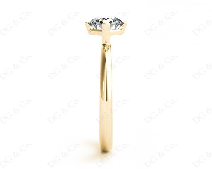 Solitaire Round Cut Four Claw Set Diamond Engagement Ring with Plain Band - 18K Yellow - DG & Co. Jewellery
