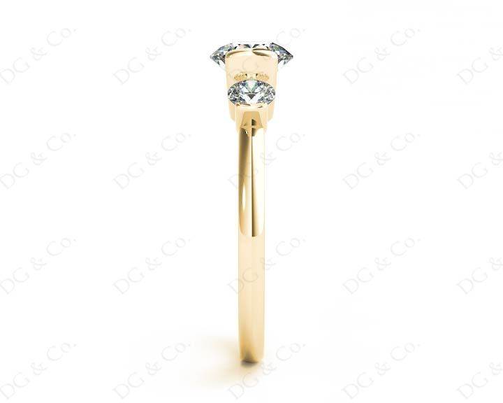 Round Cut Classic Trilogy Tension Set Diamond Ring - 18K Yellow - DG & Co. Jewellery